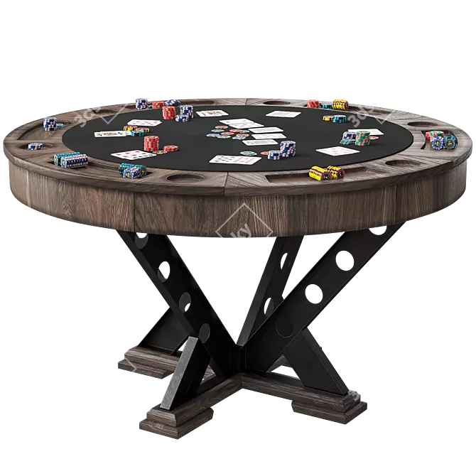 Vienna Convertible Poker Dining Table 3D model image 7