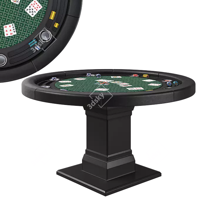 Green 55" Round Poker Table 3D model image 1