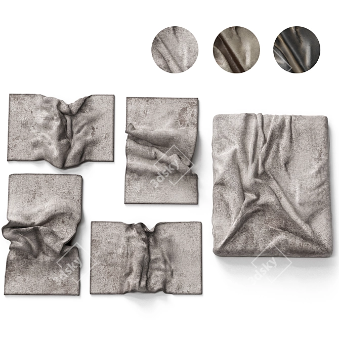 Fabric Folds Wall Panel Set 3D model image 3