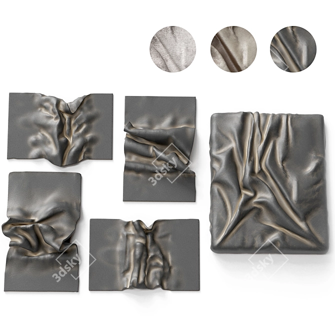 Fabric Folds Wall Panel Set 3D model image 10