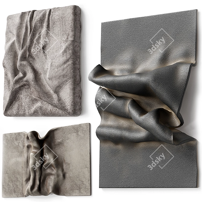 Fabric Folds Wall Panel Set 3D model image 12