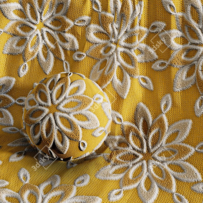 5-Color Theme Embroidery Fabric Set 3D model image 3