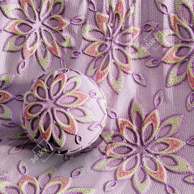 5-Color Theme Embroidery Fabric Set 3D model image 5