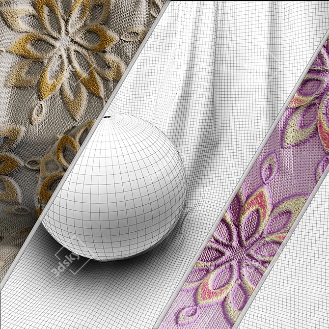 5-Color Theme Embroidery Fabric Set 3D model image 7