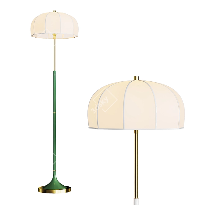 European Green White Floor Lamp 3D model image 1