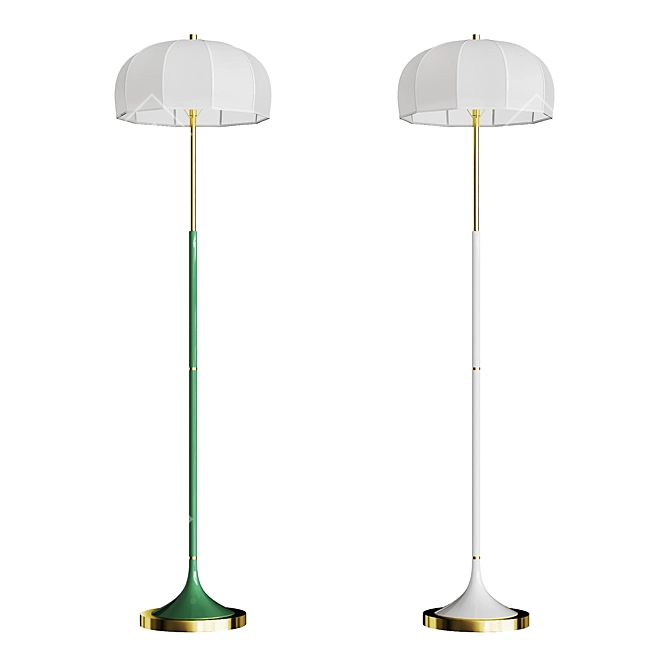 European Green White Floor Lamp 3D model image 2