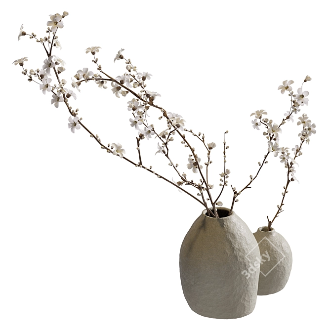 Blossoming Branches in Vase (2 Colors) 3D model image 3