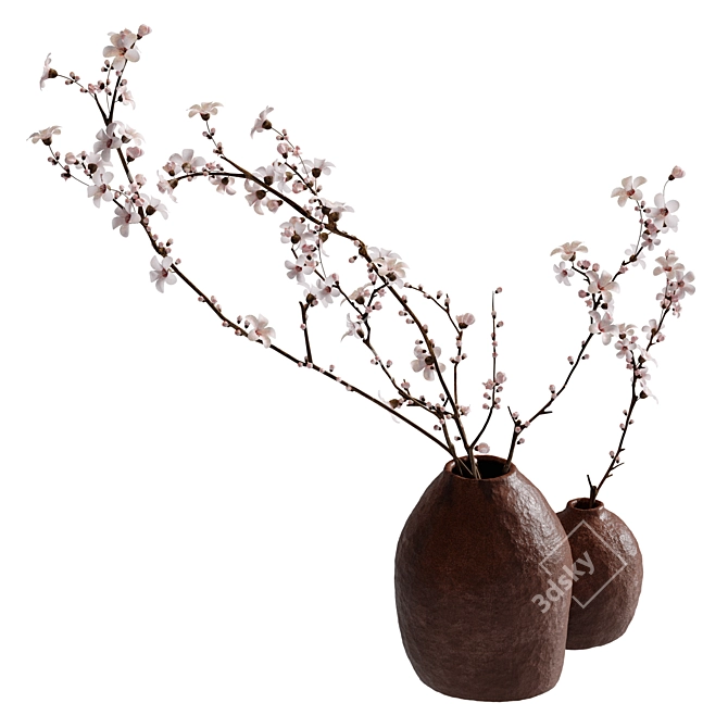 Blossoming Branches in Vase (2 Colors) 3D model image 4