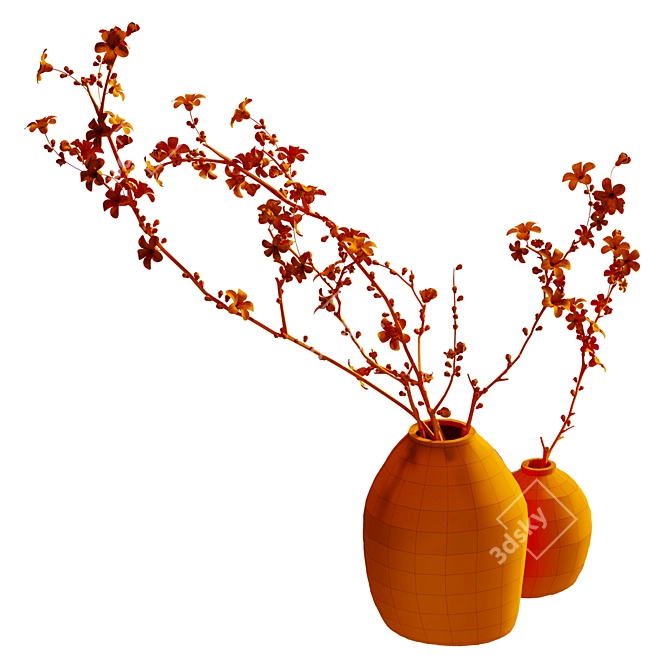 Blossoming Branches in Vase (2 Colors) 3D model image 5