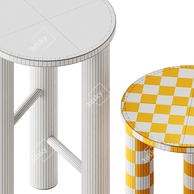 Found Wooden Stool Set, 24" High 3D model image 6