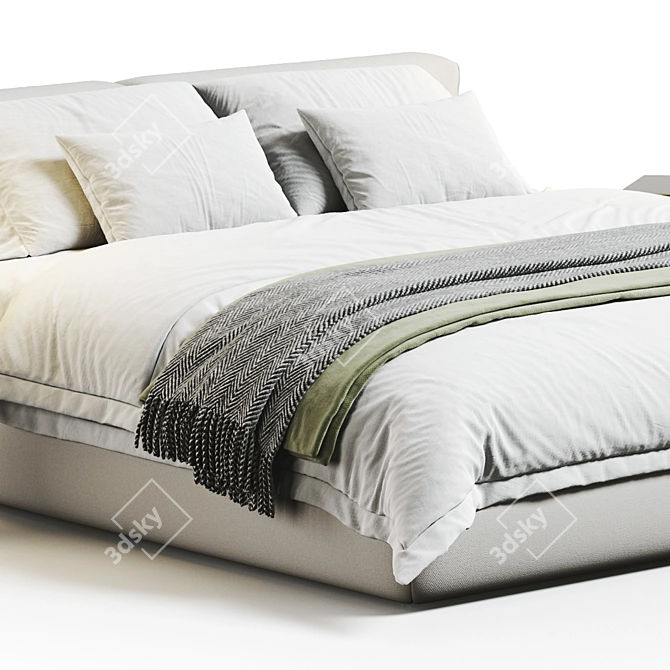 Luxury Boucle Bed Model Design 3D model image 2
