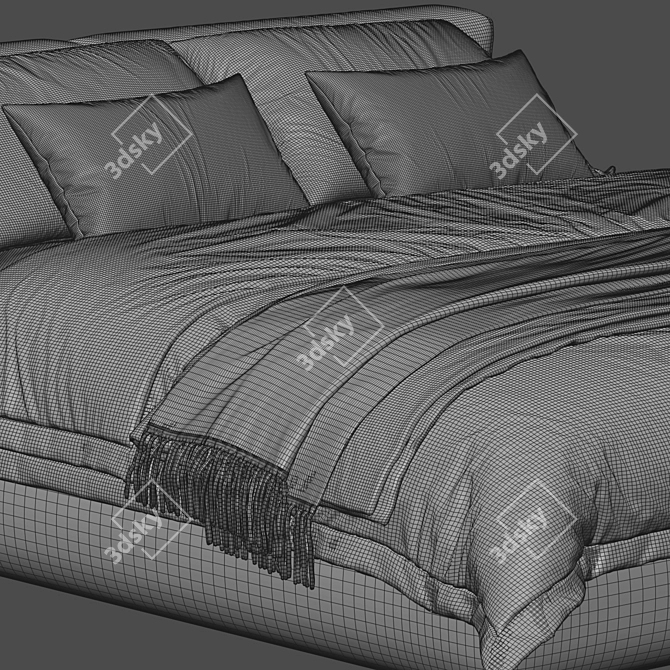 Luxury Boucle Bed Model Design 3D model image 3