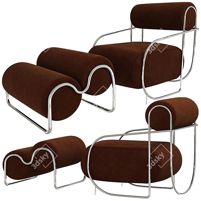 Italian Luxury Tubular Relax Chair 3D model image 2