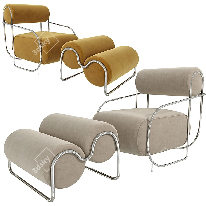 Italian Luxury Tubular Relax Chair 3D model image 3