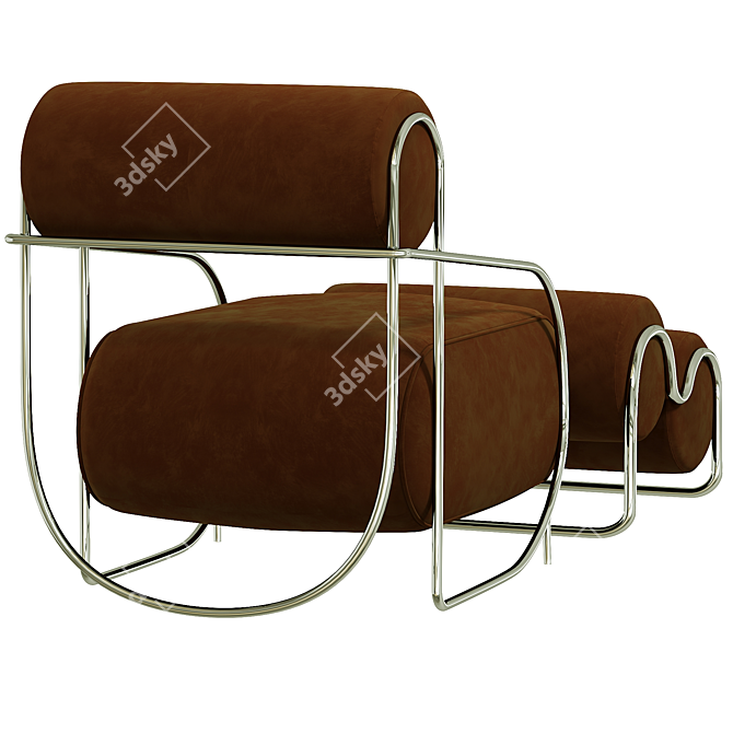 Italian Luxury Tubular Relax Chair 3D model image 10