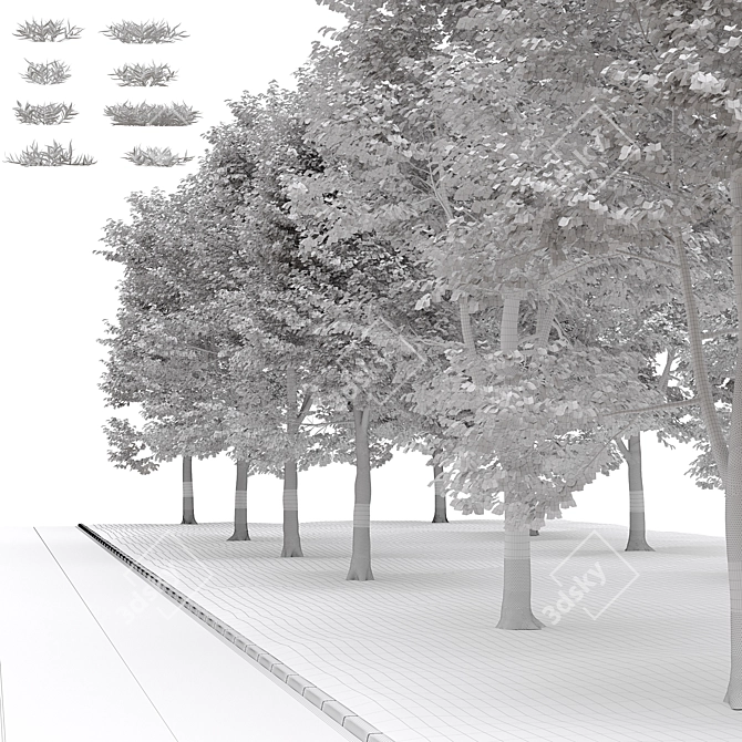 Urban Landscape Toolkit: Asphalt & Trees 3D model image 8