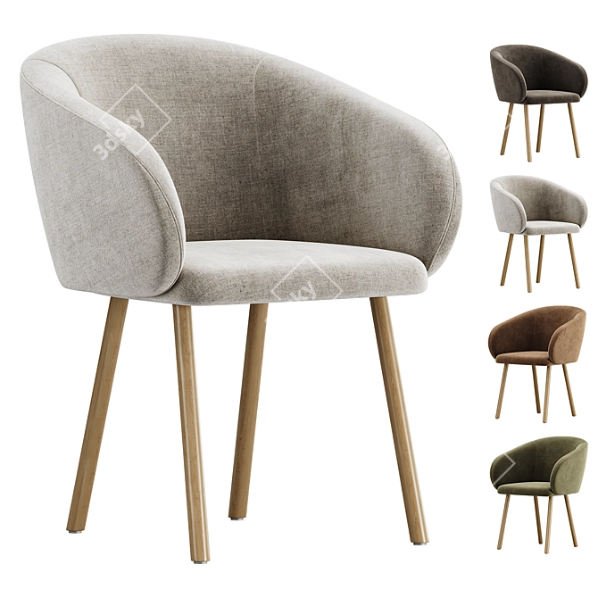 Sleek Modern Nasu Armchair 3D model image 1