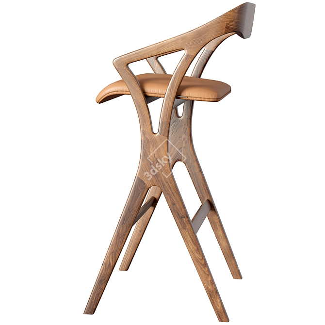 Elegance in Wood Stool 3D model image 2