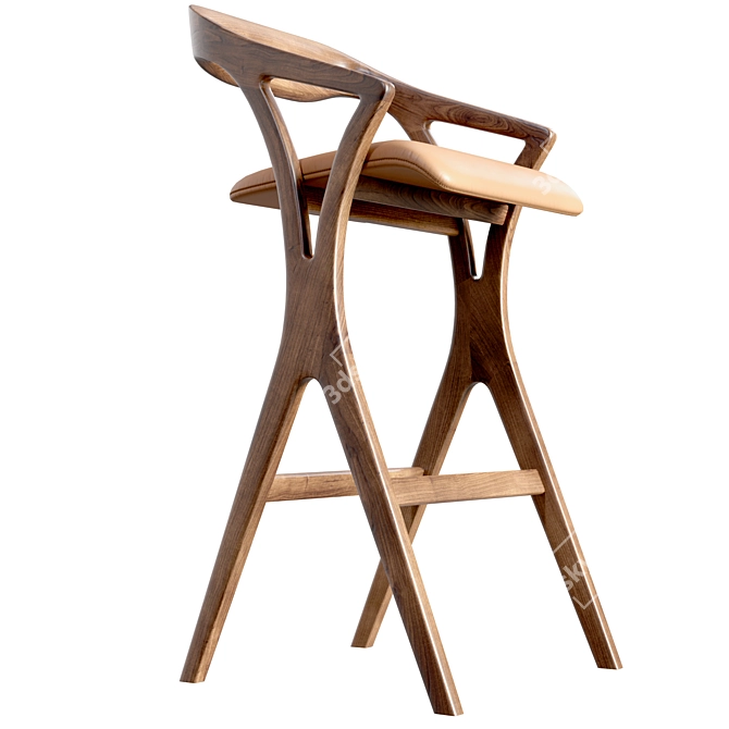 Elegance in Wood Stool 3D model image 5