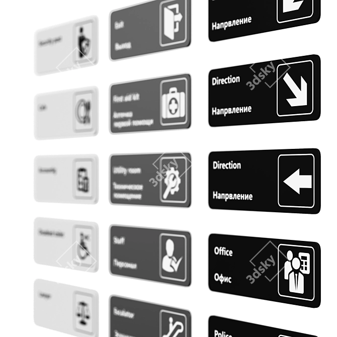 Multilingual Signage Set for Public Spaces 3D model image 4