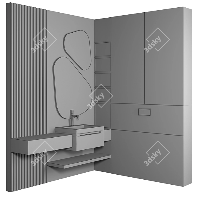 Modern Modular Bathroom Furniture 3D model image 4