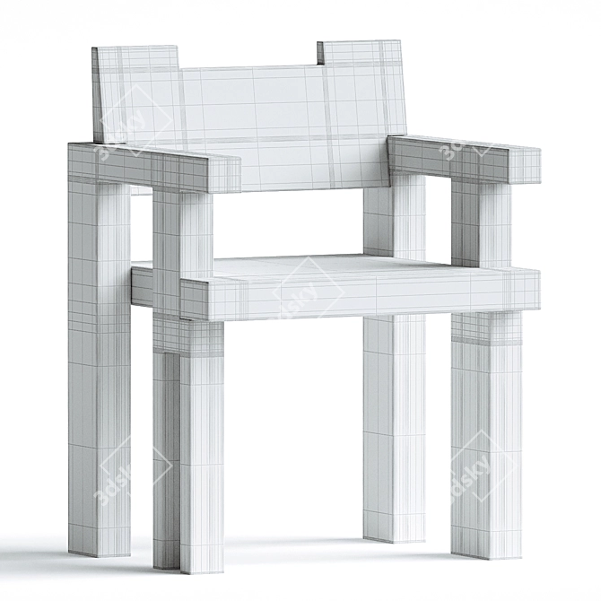 Modern Lacquered Wood Dining Seat 3D model image 3