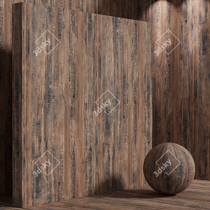 Seamless Vintage Wood Box Set 3D model image 2