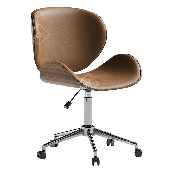 Sleek Chrome Base Office Chair 3D model image 2