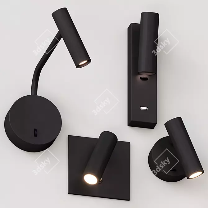 Sleek LED Wall Sconces Collection 3D model image 2