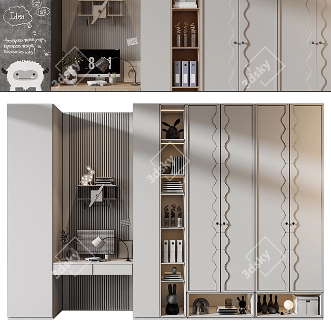 Custom Wardrobe Composition with Decor 3D model image 3