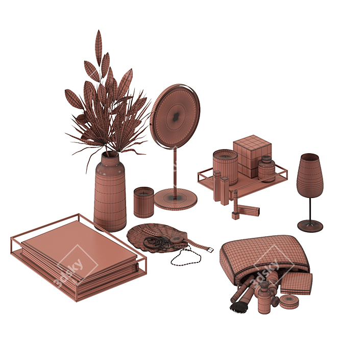 Makeup Vanity Set Kit 3D model image 5