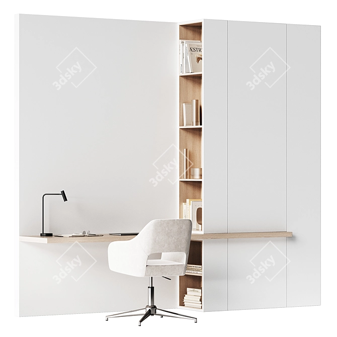 Luxury White Workspace Collection 3D model image 1