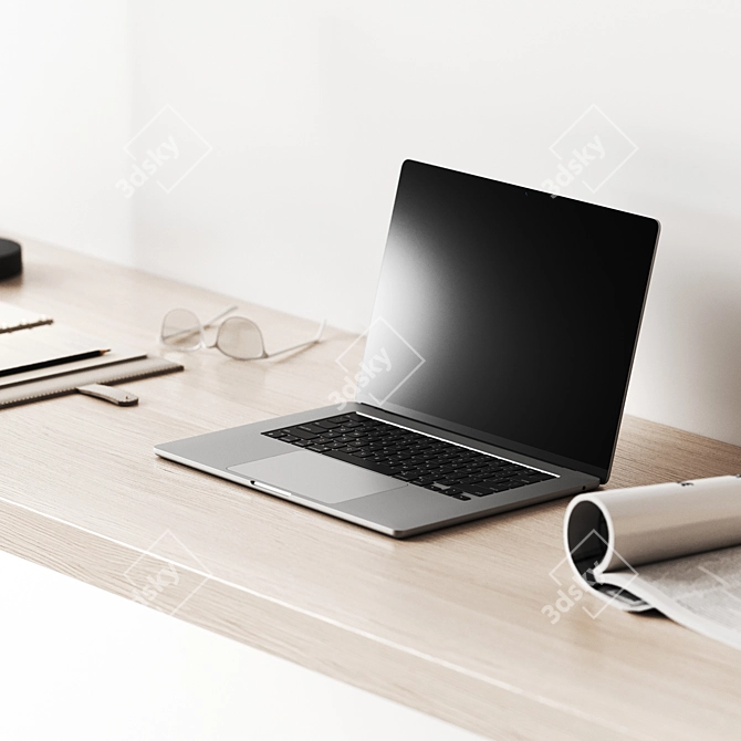 Luxury White Workspace Collection 3D model image 3