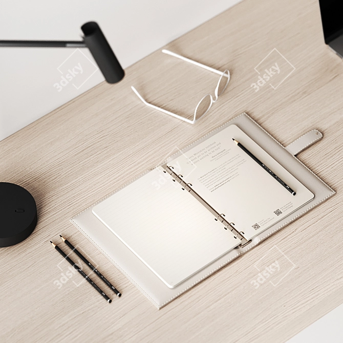 Luxury White Workspace Collection 3D model image 4