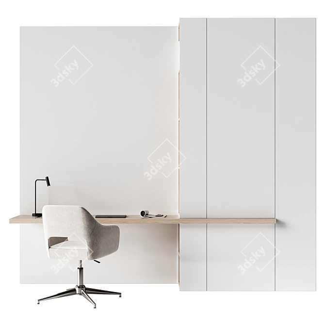 Luxury White Workspace Collection 3D model image 5