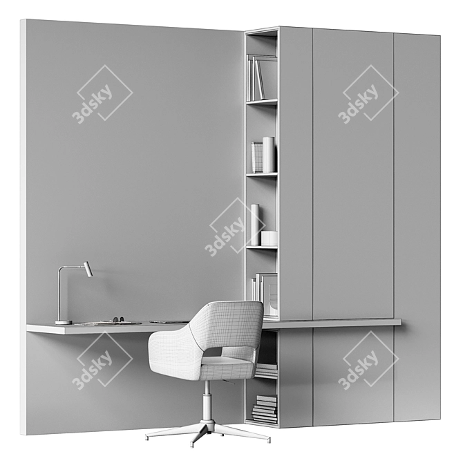 Luxury White Workspace Collection 3D model image 6