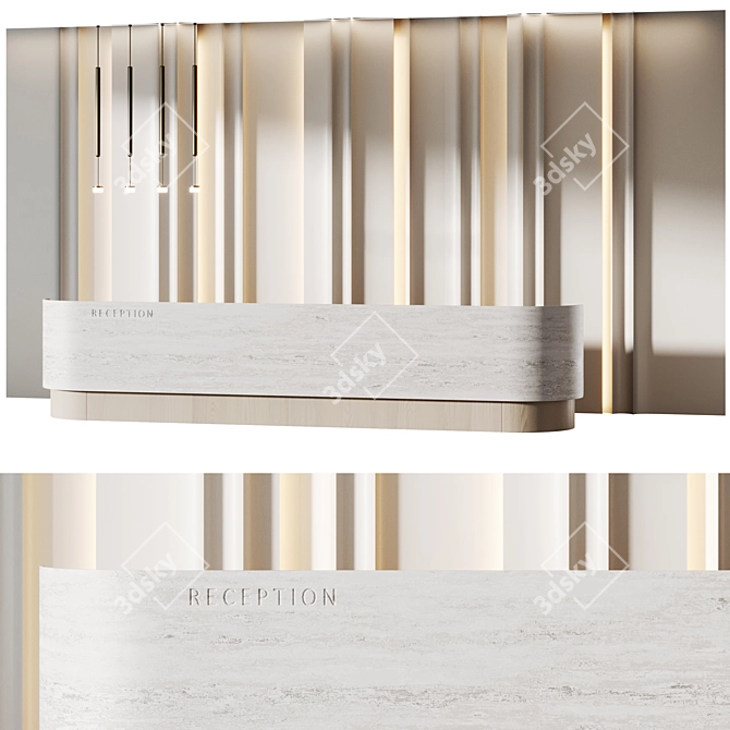 Contemporary Reception Desk with Wooden Panels 3D model image 1