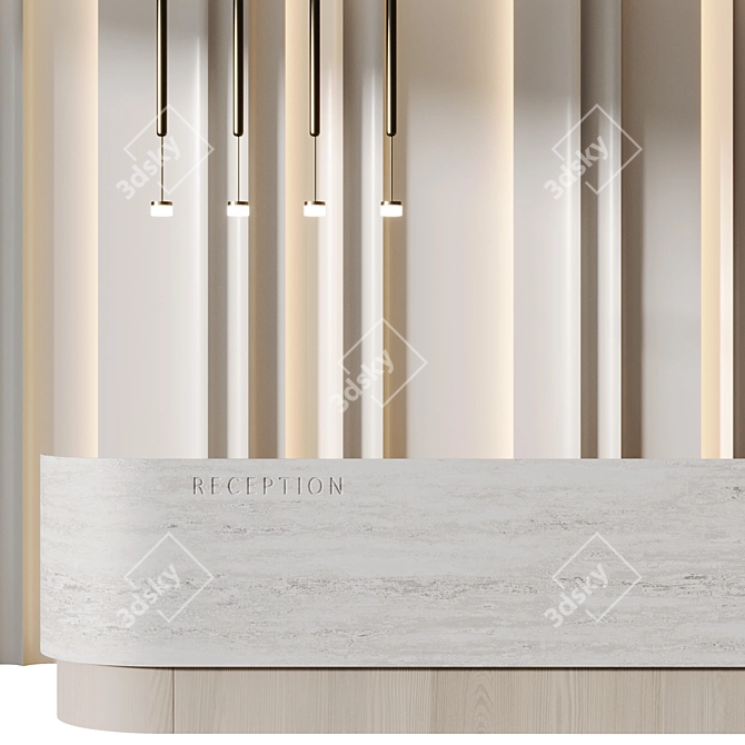 Contemporary Reception Desk with Wooden Panels 3D model image 4