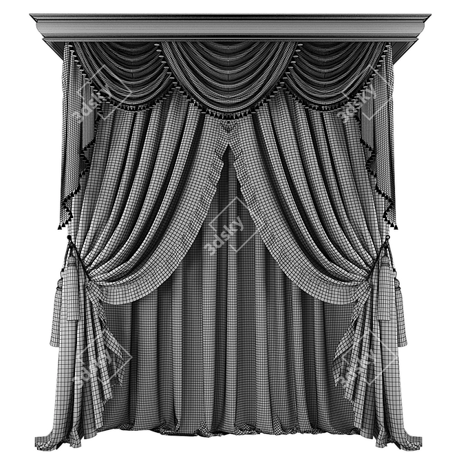 Polyester Curtain Panels Set 3D model image 2