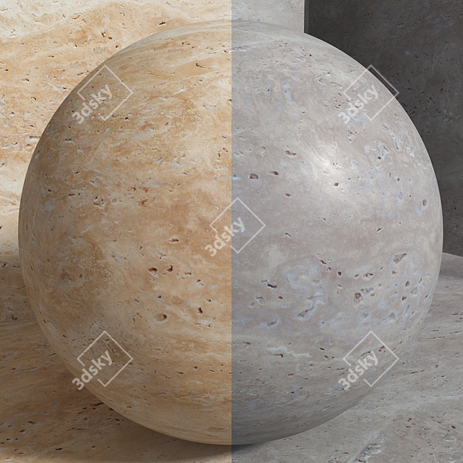  Seamless Travertine Material Set 3D model image 2