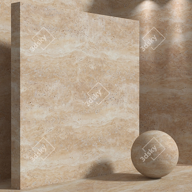  Seamless Travertine Material Set 3D model image 3