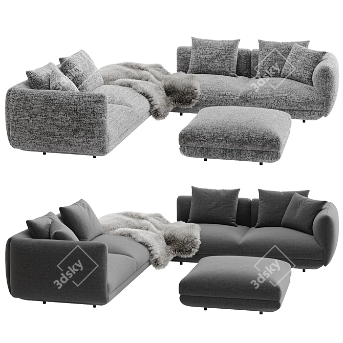 Modern Modular Sofa Set Glamour 3D model image 2