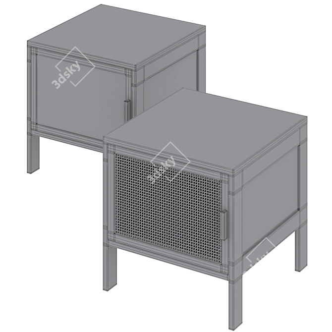 Reyna Rattan Wood Bedside Table 3D model image 7