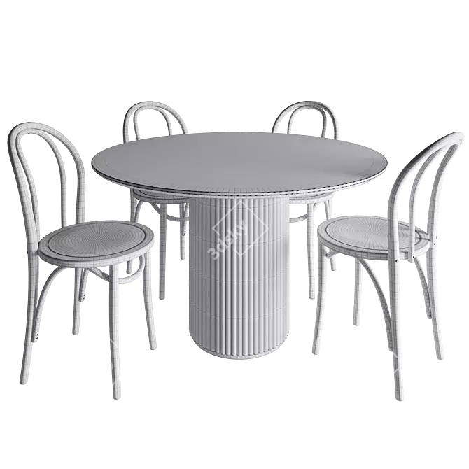 Sleek Baycheer Round Table Dining 3D model image 4