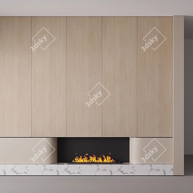 Minimalist Wall Fireplace 3D model image 1