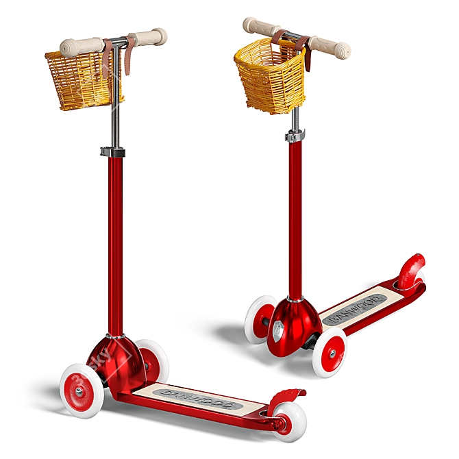 Urban Red Banwood Scooter 3D model image 1