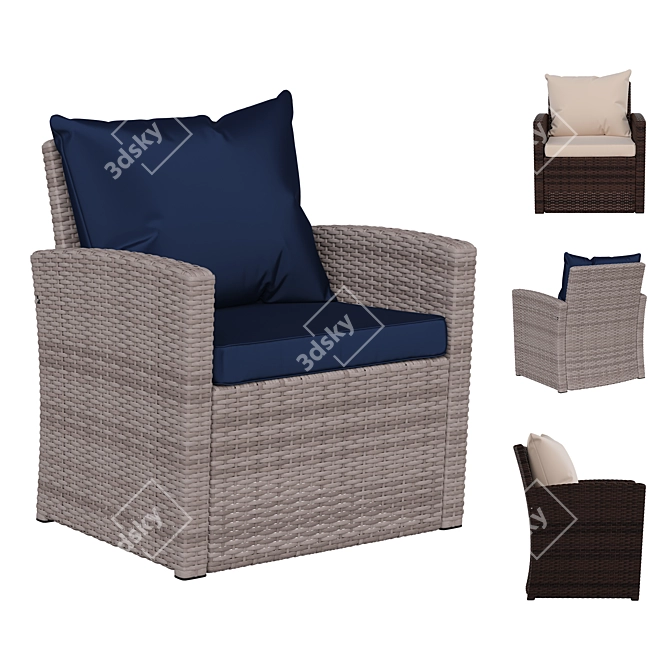 Outdoor Rattan-Style Patio Set 3D model image 8