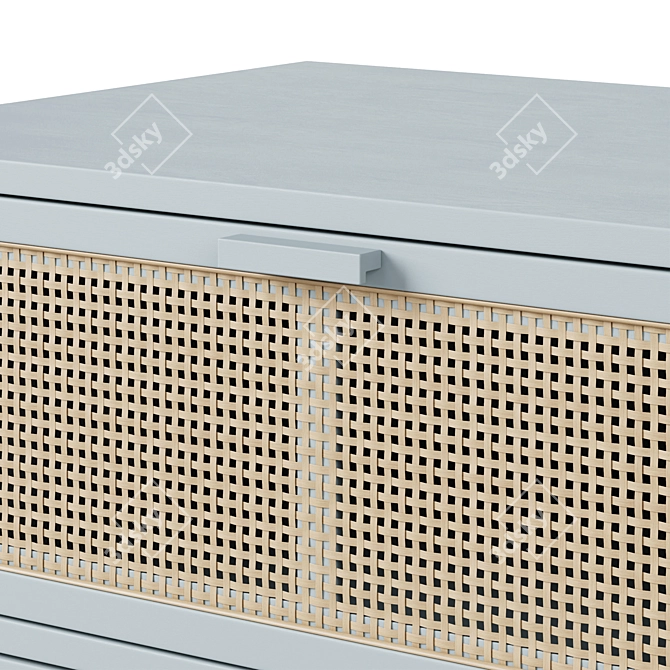 Rattan Wood Chest of Drawers 3D model image 3