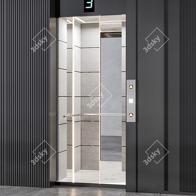 Modern Elevator 3D Model 3D model image 2