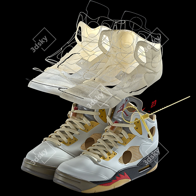 White Off Nike 5 Sneakers 3D model image 3